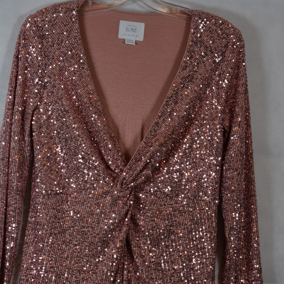 LUXE Sequined Pink Dress SZ M - Picture 5 of 7